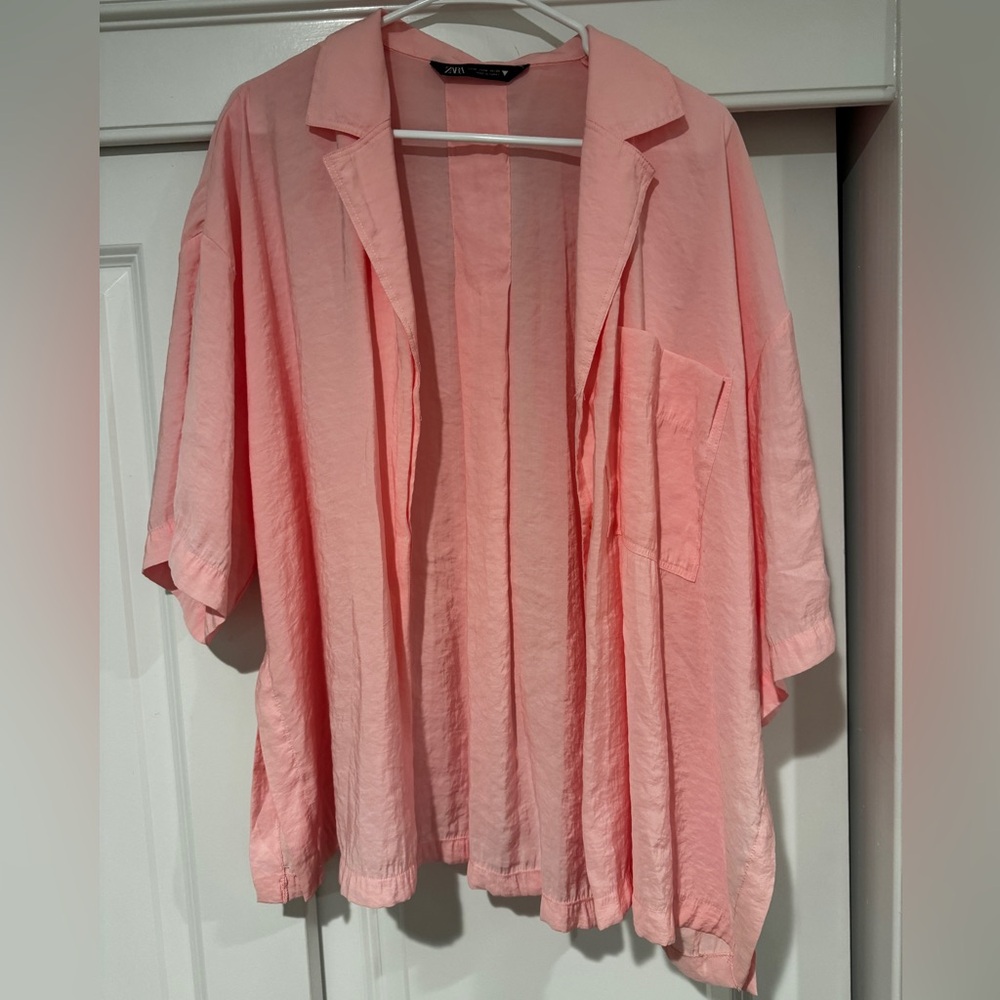 Zara Light Pink Button-Up Shirt
